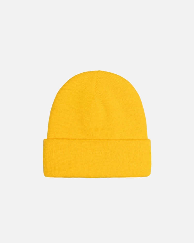 Yellow Stüssy Cuff Stock Beanie | UAE UPB437560