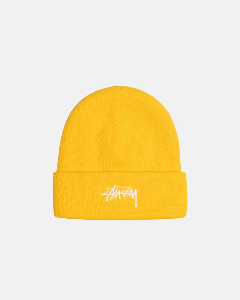 Yellow Stüssy Cuff Stock Beanie | UAE UPB437560