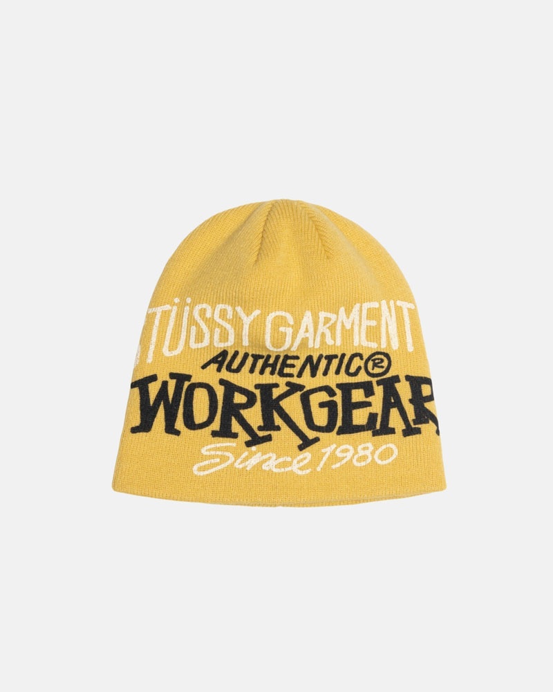 Yellow Stüssy Skullcap Workgear Print Beanie | UAE ZYP237081